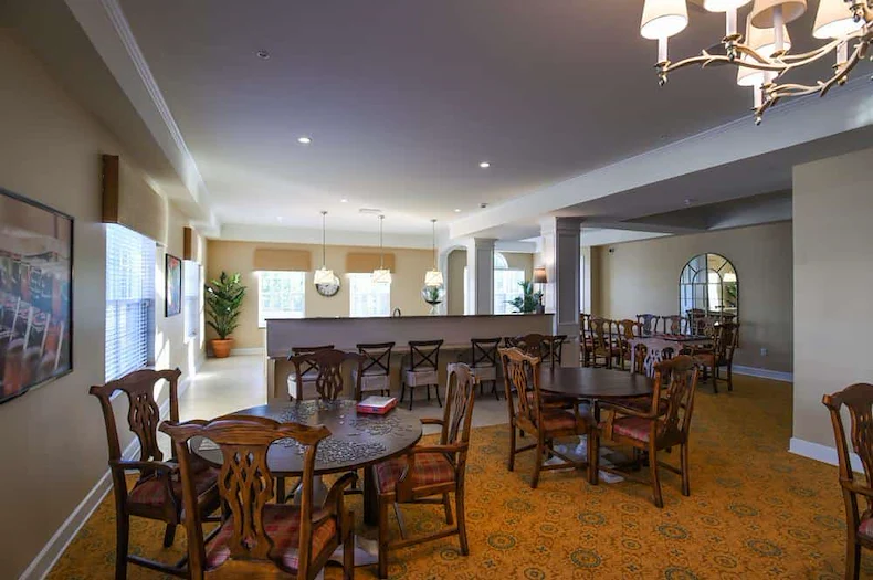 Highgrove at Tates Creek Lexington, KY, sitting area with tables