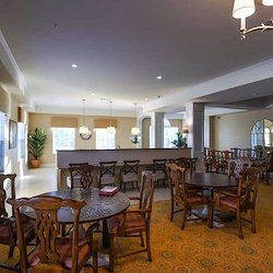 Highgrove at Tates Creek Lexington, KY, sitting area with tables