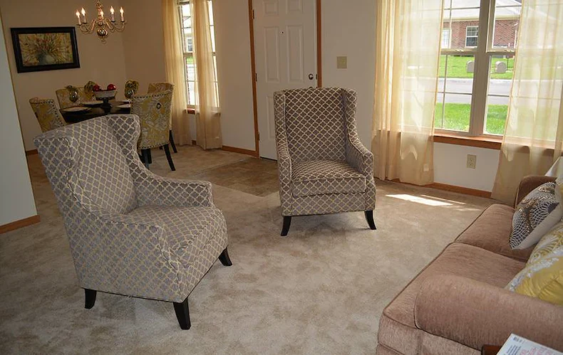 Aster Place senior living community offering independent living, assisted living, memory care, and respite care in Lafayette, IN, apartment living room