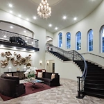 Franklin Park Alamo Heights elegant staircase with chandelier