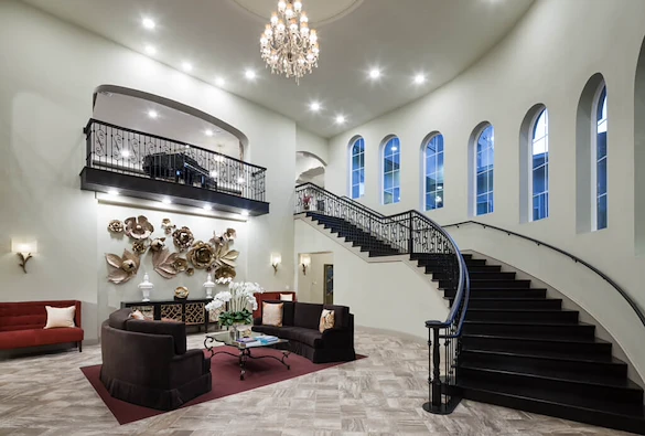 Franklin Park Alamo Heights elegant staircase with chandelier