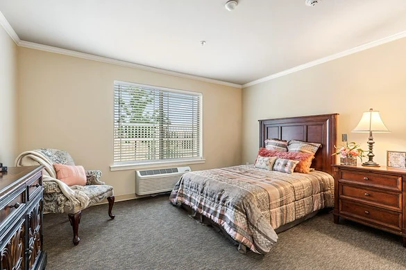 Assisted living and memory care at Belleview Heights Senior Living in Aurora, CO, bedroom
