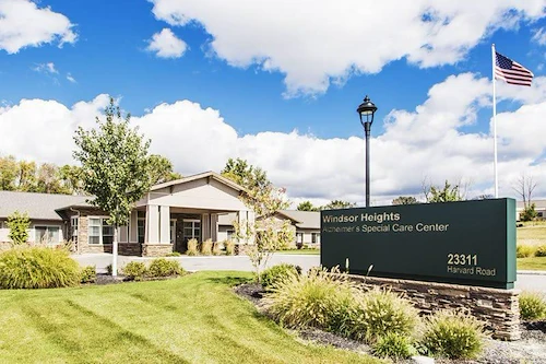 Windsor Heights Senior Living, assisted living and memory care in Beachwood, OH, community exterior with landscaping