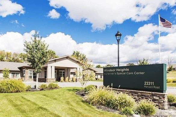 Windsor Heights Senior Living, assisted living and memory care in Beachwood, OH, community exterior with landscaping