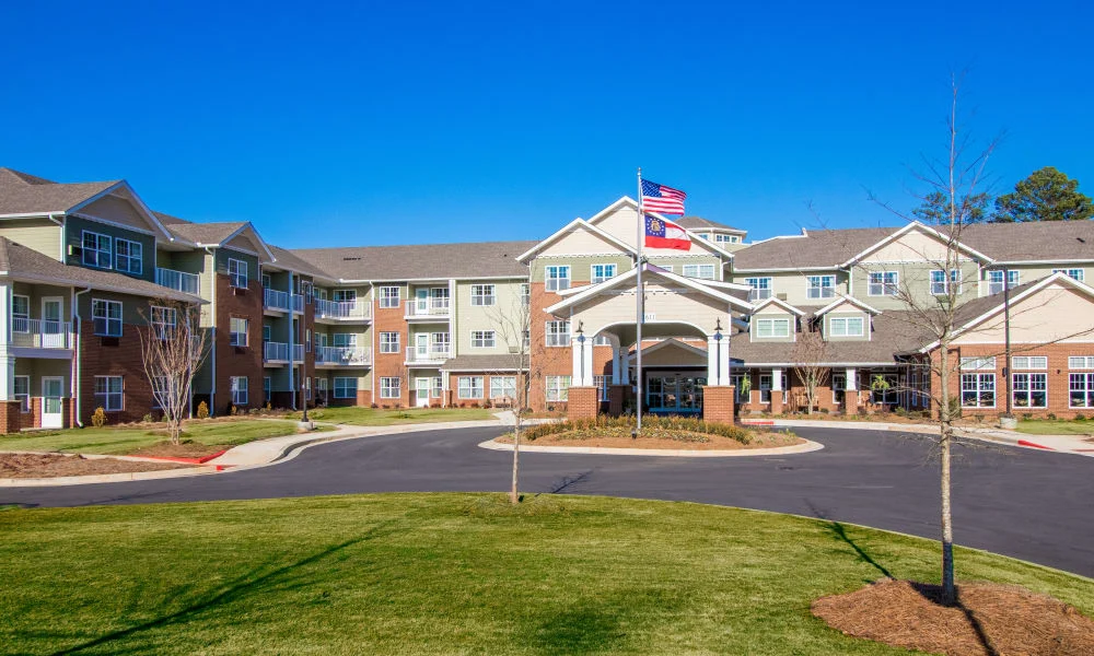 Linwood Estates Gracious Retirement Living Hawthorn Senior Independent Living in Lawrenceville, Georgia front exterior