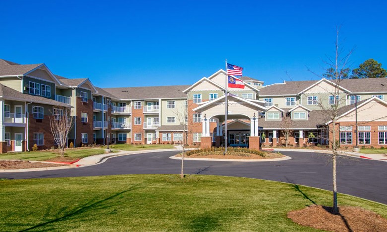 Linwood Estates Gracious Retirement Living Hawthorn Senior Independent Living in Lawrenceville, Georgia front exterior