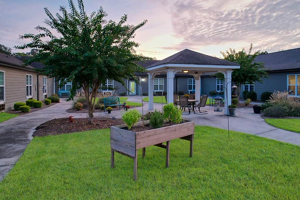 Outdoor lounge space at Orchard Ridge Residencies 