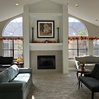 Colonial Oaks at Arlington, TX, visiting area by fireplace
