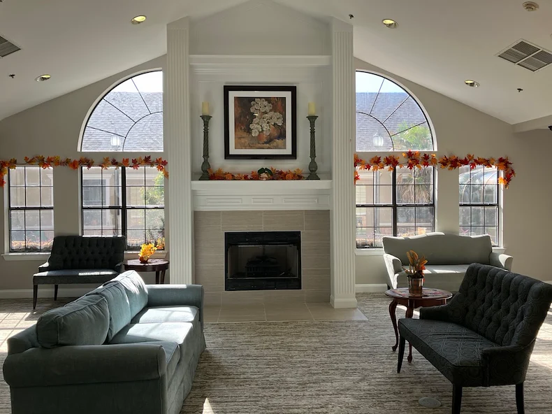 Colonial Oaks at Arlington, TX, visiting area by fireplace