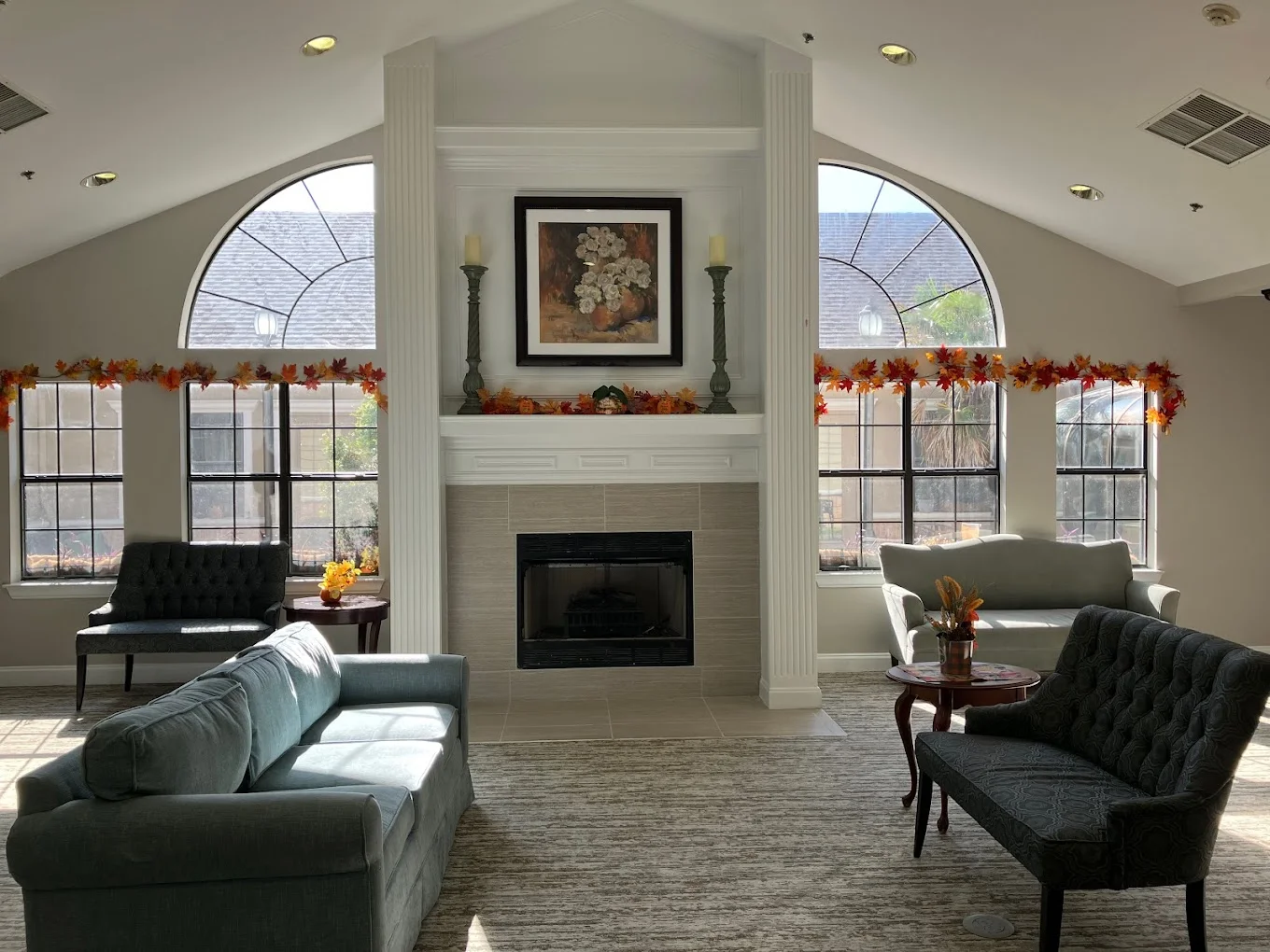 Colonial Oaks at Arlington, TX, visiting area by fireplace