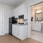 KindCare at Bristol, CT, apartment kitchenette and bathroom
