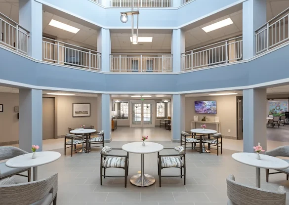 Independent living at Laurel Grove by Barclay House in Lawrenceville, GA, lobby and common sitting area