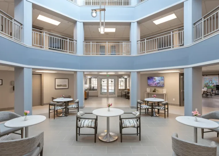 Independent living at Laurel Grove by Barclay House in Lawrenceville, GA, lobby and common sitting area