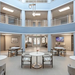 Independent living at Laurel Grove by Barclay House in Lawrenceville, GA, lobby and common sitting area