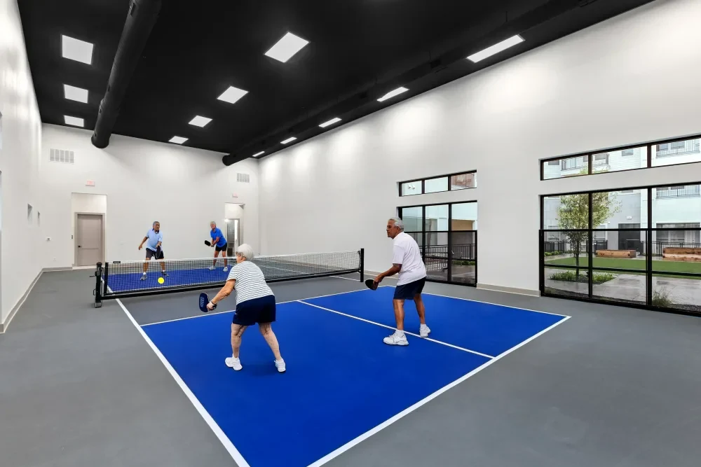 Watermere at Round Rock senior living community offering active adult living and independent living in Round Rock, TX, indoor pickleball court