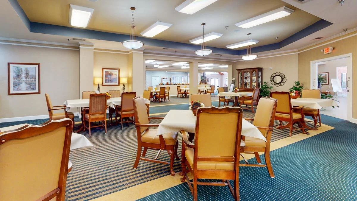 Dining area of Gaines Park Senior Living