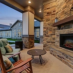 Outdoor fire pit at Pinnacle Grove Senior Living