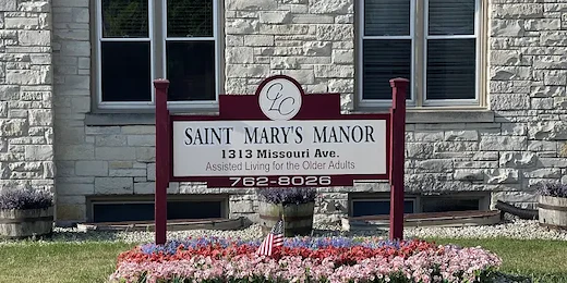 St Mary’s Manor Assisted Living in South Milwaukee, Wisconsin front entrance sign
