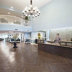 Allegro Tallahassee senior living offering independent living, assisted living, and respite care in Tallahassee, FL, lobby with reception desk