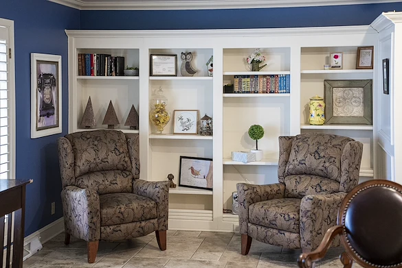 Legato Living Residential Memory Care at Legacy senior living community offering assisted living, memory care, adult day services, and respite care in Omaha, NE, cozy sitting area