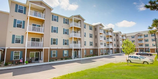 Willoughby Hills Senior Apartments community offering active adult living and independent living in Willoughby Hills, OH, exterior featuring individual apartment balconies