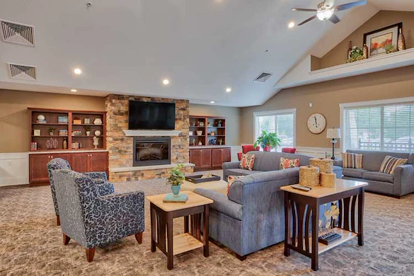 Charter Senior Living of Davison sitting area by fireplace