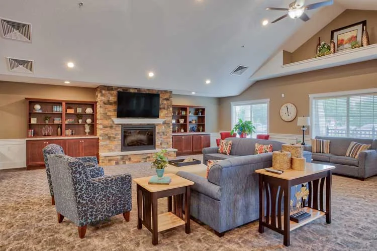 Charter Senior Living of Davison sitting area by fireplace