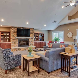 Charter Senior Living of Davison sitting area by fireplace