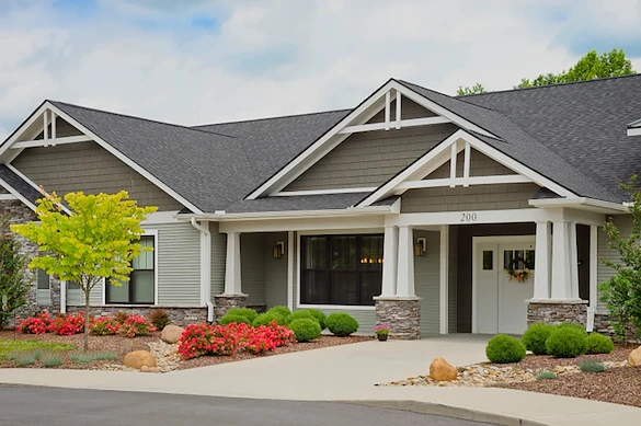 Asbury Place Kingsport, senior living community offering independent living, assisted living, and memory care in Kingsport, TN, front exterior with inviting entrance