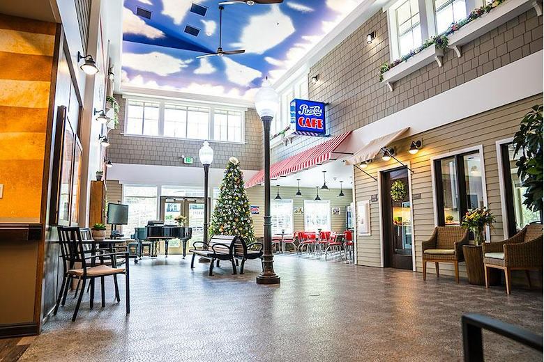 Fieldstone Memory Care of Puyallup town square lobby