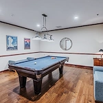 Independent living at Brightmore of Wilmington in Wilmington, NC, game room featuring a pool table
