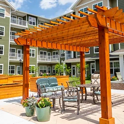 Camellia Gardens Gracious Retirement Living Hawthorn Senior Independent Living in Maynard, Massachusetts rear exterior gazebo