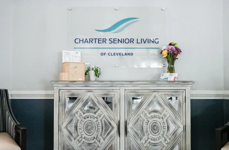 Charter Senior Living of Cleveland interior community sign