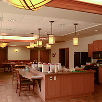 Spacious, wide open kitchens and eating areas.