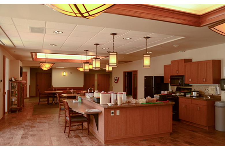 Spacious, wide open kitchens and eating areas.