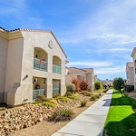 The Peaks At Santa Rita Active Retirement Living Hawthorn Senior Independent Living in Green Valley, Arizona rear exterior walking path