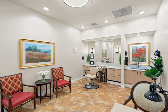 The Monarch at Round Rock Assisted Senior Living in TX beauty hair salon