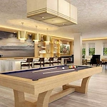 Wellington Bay with Lisbet Health Center senior living community offering independent living, assisted living, and memory care in Wellington, FL, common area featuring a bar and pool table