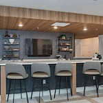 Acclaim at Greenbrier, senior living community offering active adult and independent living in Chesapeake, VA, countertop seating area with bar stools