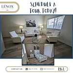 Lenox on the Lake senior living community offering assisted living and memory care in Lauderhill, FL, promotional image encouraging scheduling a tour with visuals of the community