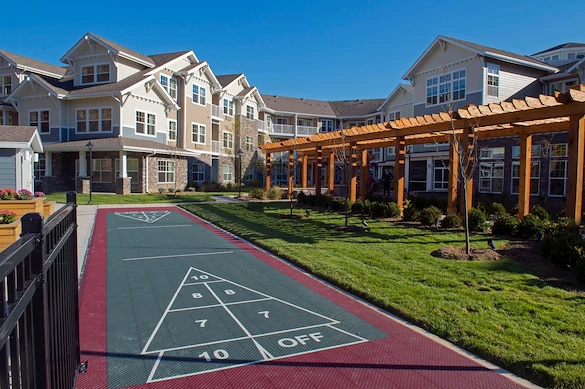 Northridge Gracious Retirement Living Hawthorn Senior Independent Living in Fishers, Indiana rear exterior shuffleboard