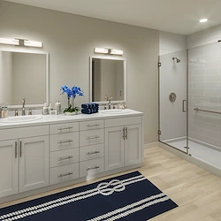 AVIVA Port St. Lucie West senior living community offering active adult living and independent living in Port St. Lucie, FL, apartment bathroom