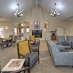 Charter Memory Care of Moline sitting area with fireplace
