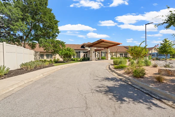 Exterior Front Driveway of The Monarch at Round Rock Assisted Senior Living in TX