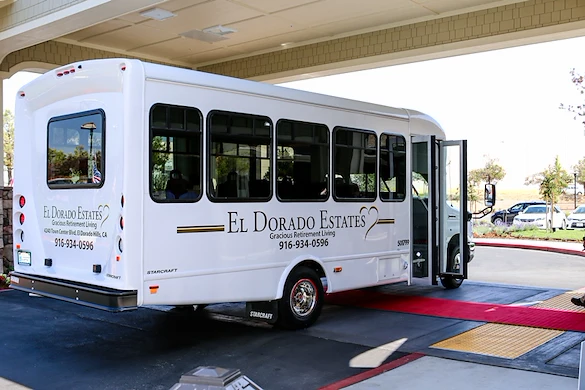 El Dorado Estates Gracious Retirement Living Hawthorn Senior Independent Living in El Dorado Hills, California transportation bus