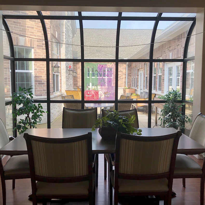 Churchill Place Senior Memory Care in Glen Ellyn, IL dining table