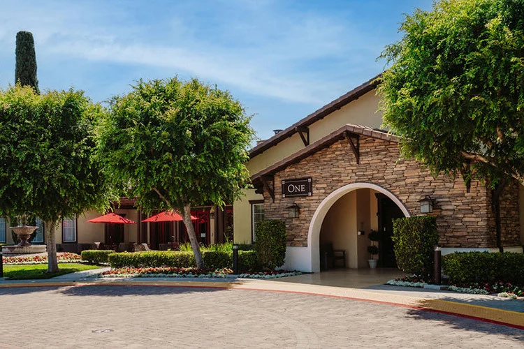 Woodbridge Terrace of Irvine, independent living, assisted living, and memory care in Irvine, CA, front entrance