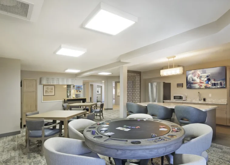 Game, lounge, and bar area at the Regency House