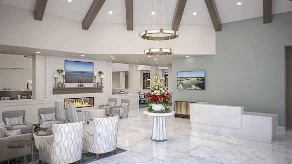 AVIVA Port St. Lucie West senior living community offering active adult living and independent living in Port St. Lucie, FL, common area with comfortable seating