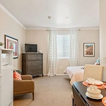 Woodbridge Terrace of Irvine, independent living, assisted living, and memory care in Irvine, CA, apartment room and living area